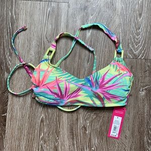 Multicolor lightly padded cross back bikini top